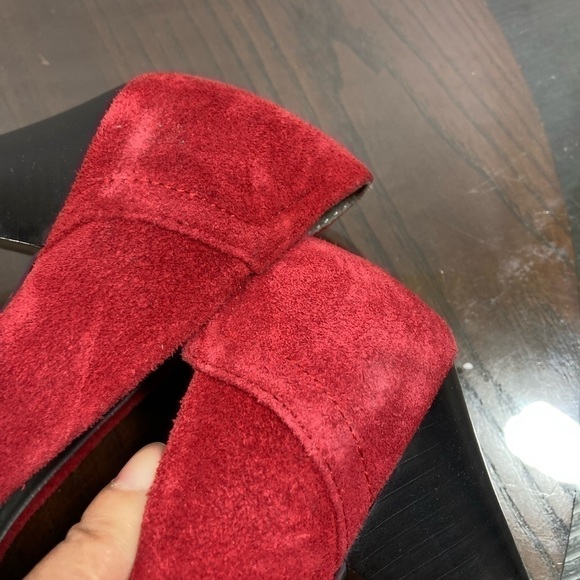 BCBGeneration Red Suede Leather round toe block heel pumps in size 7!new - Picture 7 of 17